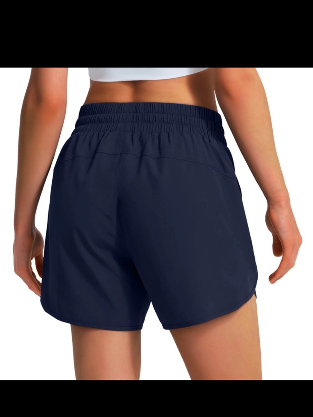 Ksmien Navy Athletic Shorts Womens Medium Stretch Running Lounge - Picture 3 of 8